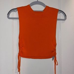 ZARA SIDE CUT OUT KNIT TOP - ORANGE